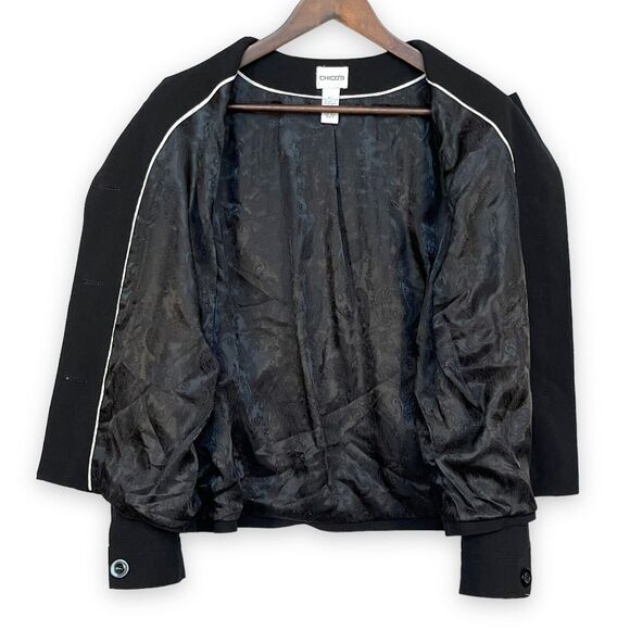 Chico's Women Size 2 (US L/12) Black Blazer Fully‎ Lined Career Office Buttons - Picture 4 of 12